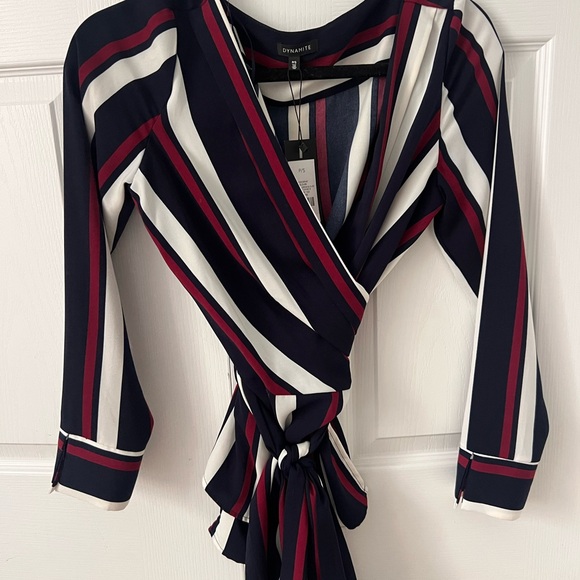 Stripe Blouse wrap top - Picture 1 of 4